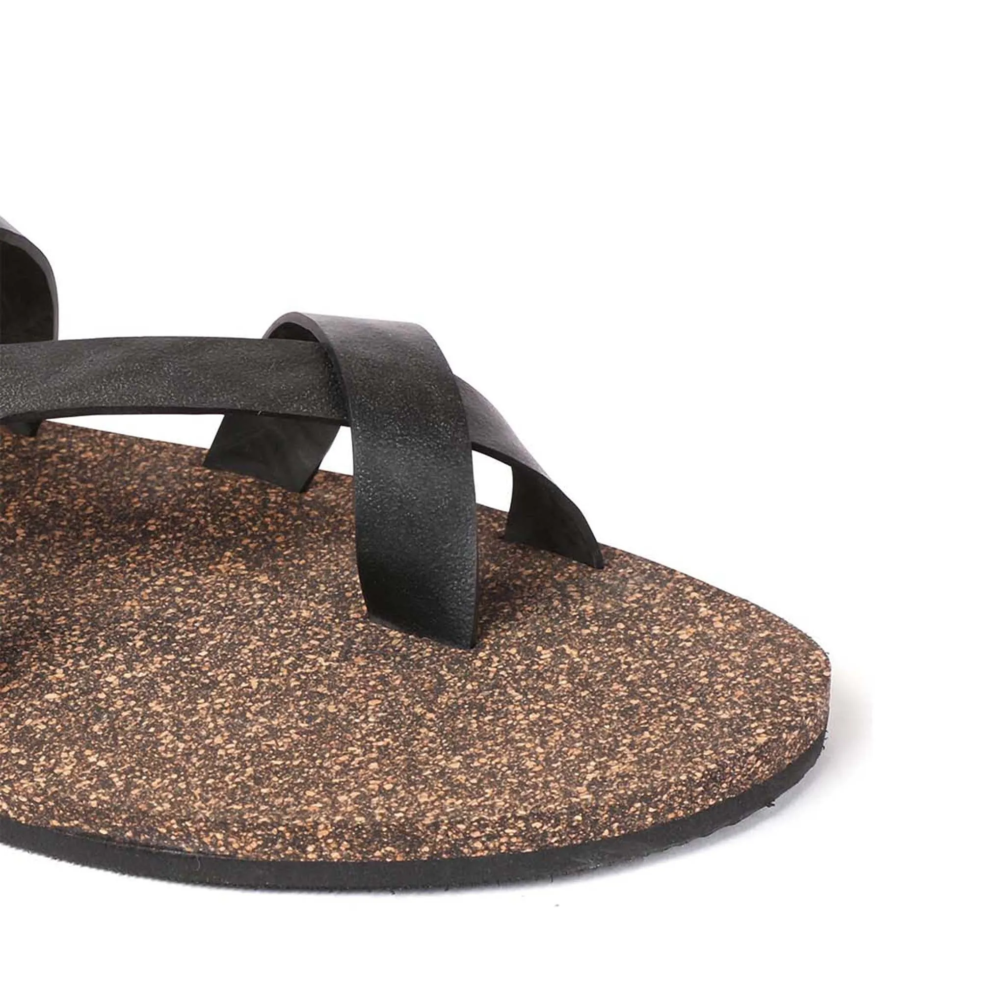 Paaduks Tro Slingback Cork Sandals for Men (Black)