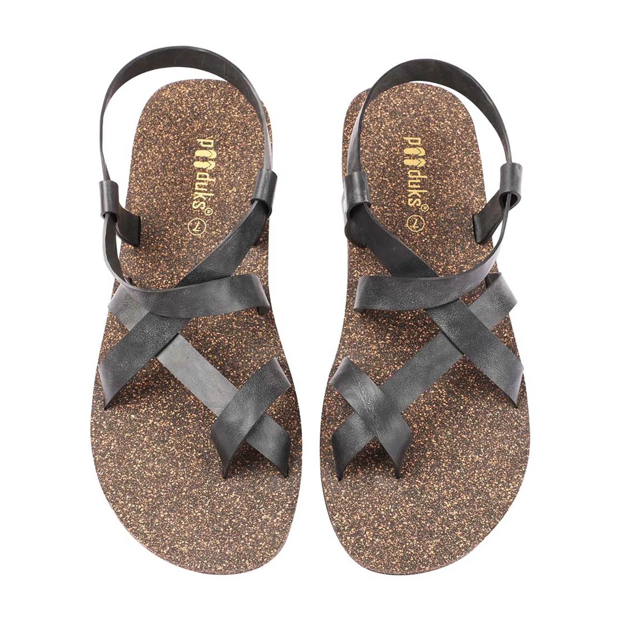 Paaduks Tro Slingback Cork Sandals for Men (Black)