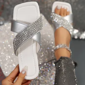 Purpdrank - Casual Patchwork Rhinestone Square Comfortable Out Door Shoes