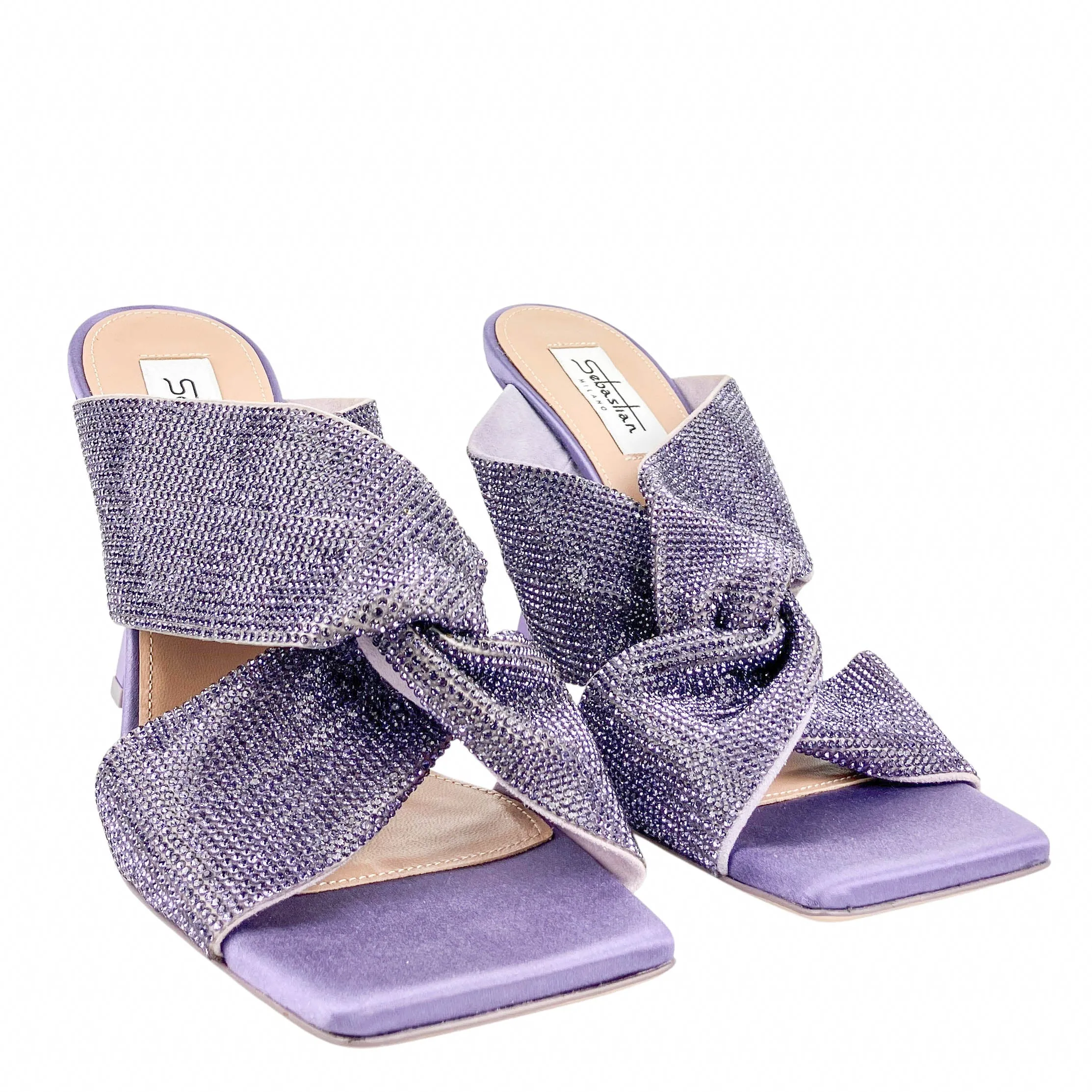 Sebastian Paris Crystal Mules in Mauve