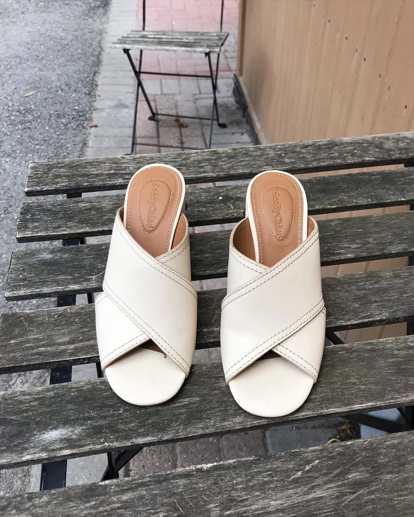 SEE BY CHLOE Crisscross Studded Leather Mules