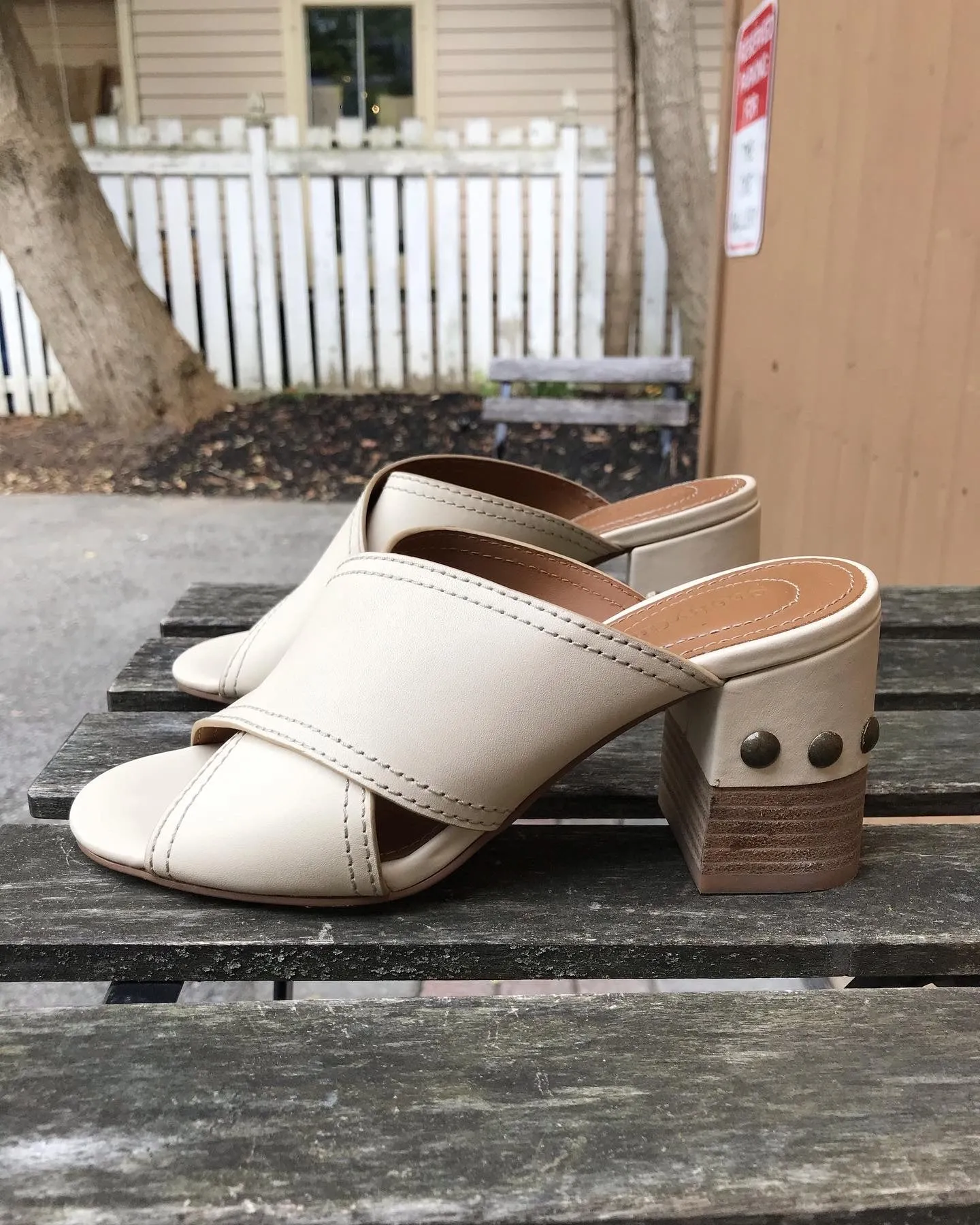SEE BY CHLOE Crisscross Studded Leather Mules