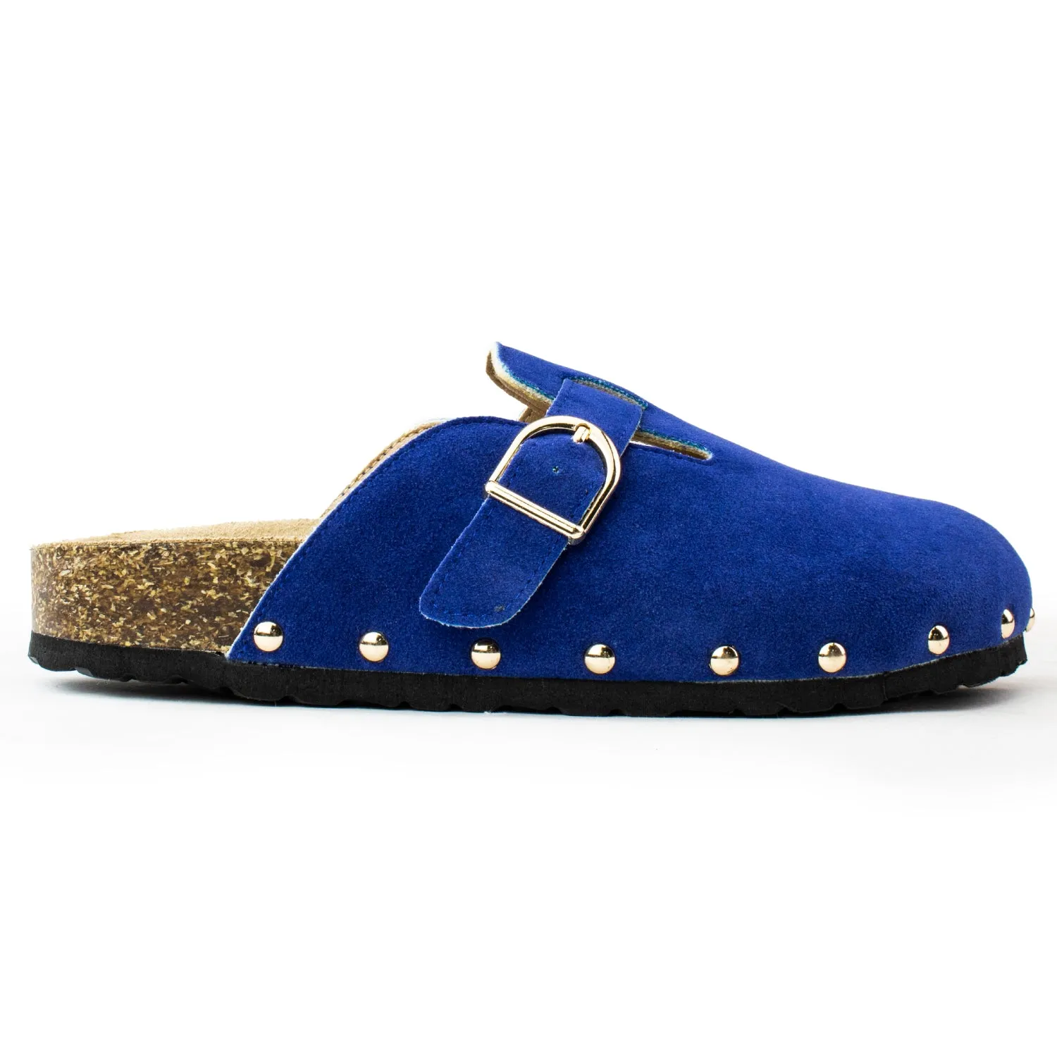 Studded Footbed Cork Clog Potato Shoes BLUE