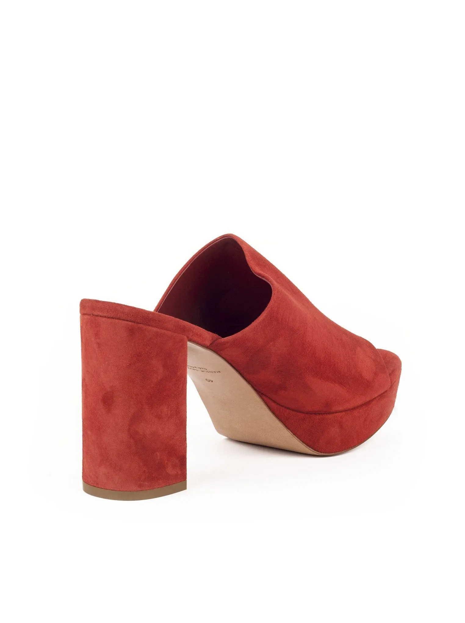 Suede Platform 90mm Peep Toe Mule - Brick