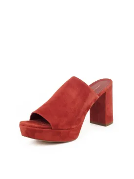 Suede Platform 90mm Peep Toe Mule - Brick