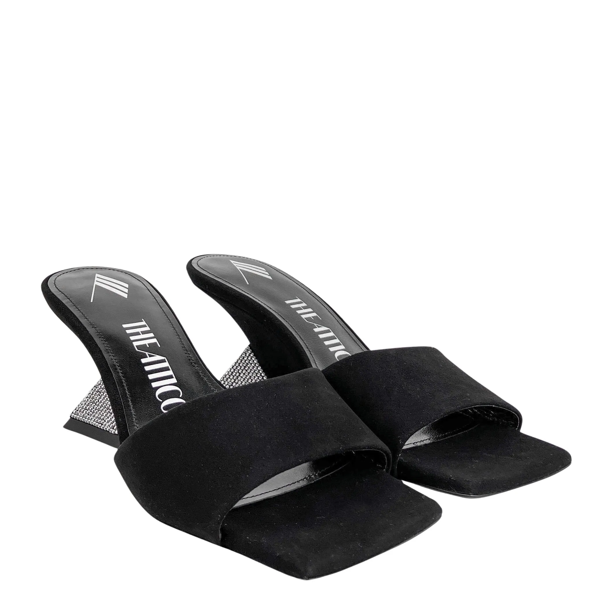 The Attico Cheope Mules in Black and Silver