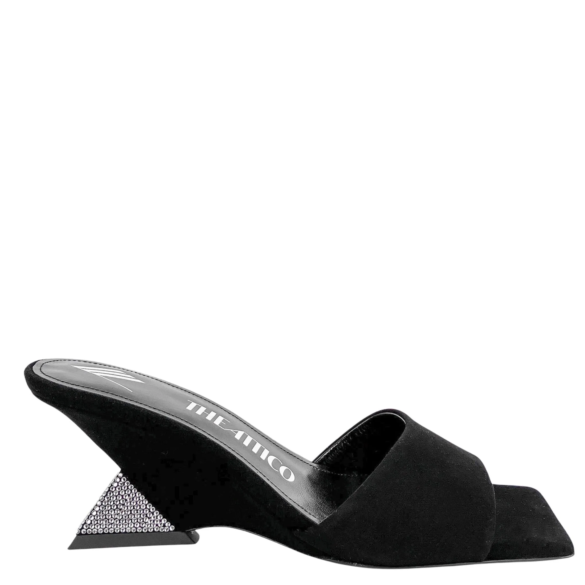 The Attico Cheope Mules in Black and Silver
