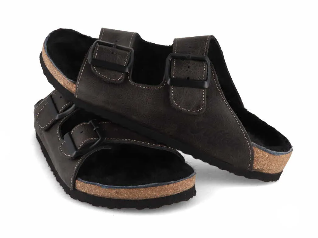 Tuffeln® Lambskin Sandals «Comfortfüße», black