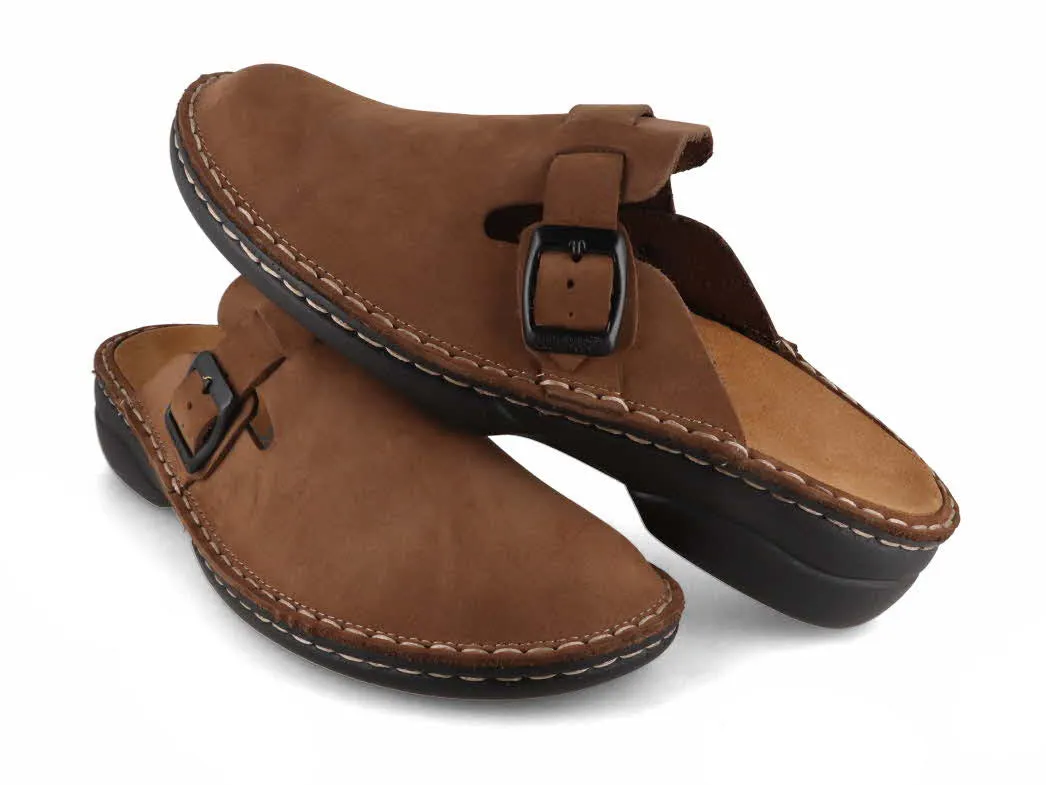 Tuffeln® Women's Leather Clogs with Arch Support «Galant», brown