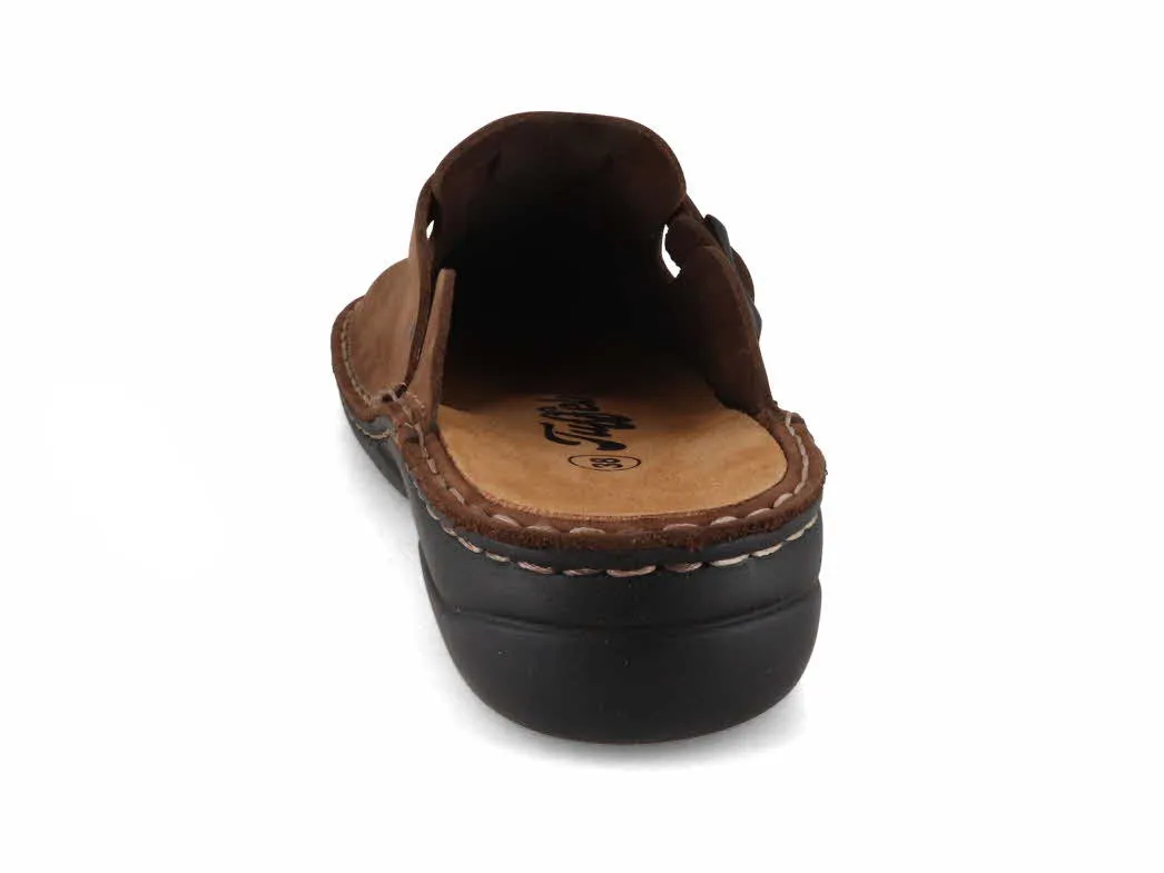 Tuffeln® Women's Leather Clogs with Arch Support «Galant», brown