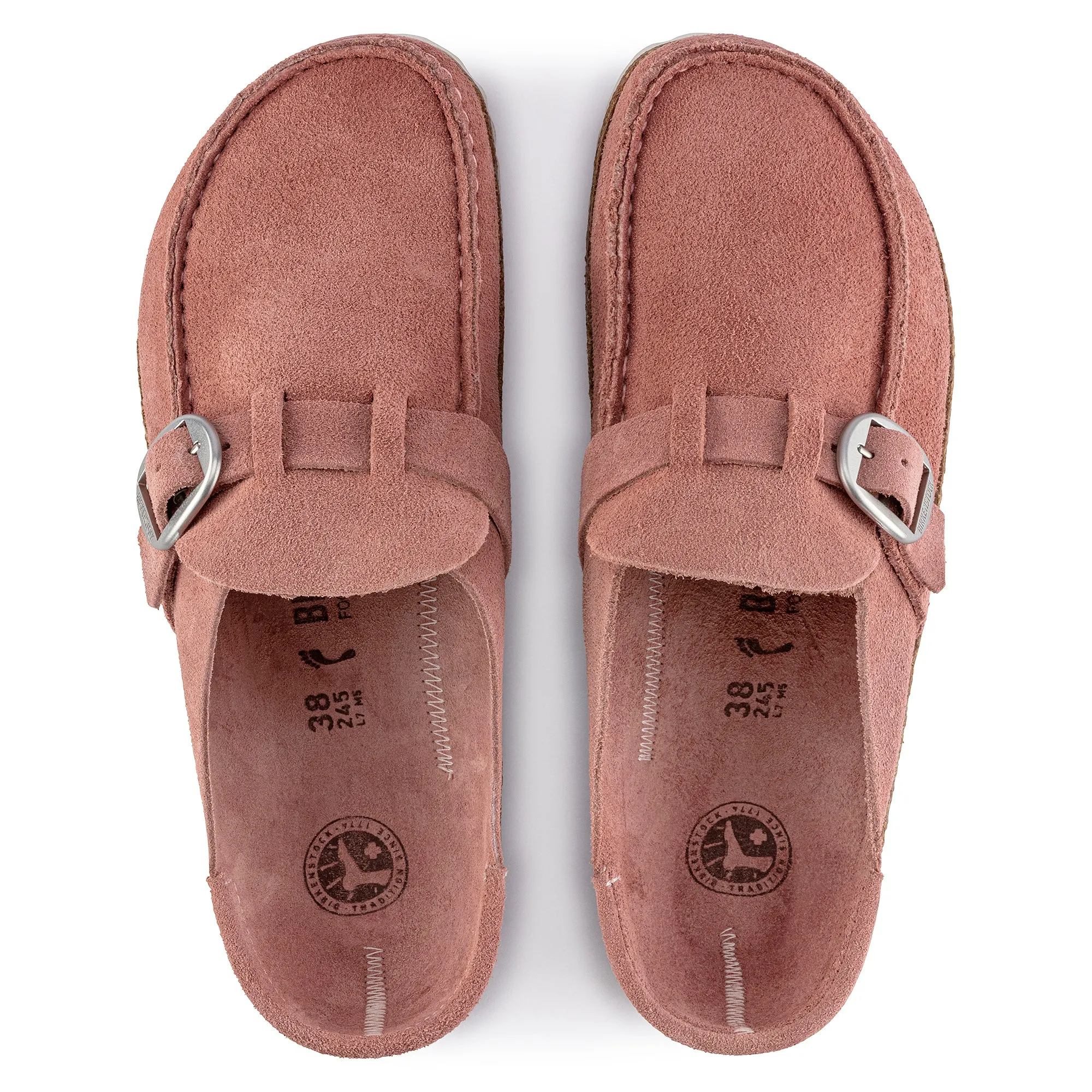 Women's Birkenstock Buckley Suede Leather Color: Pink Clay